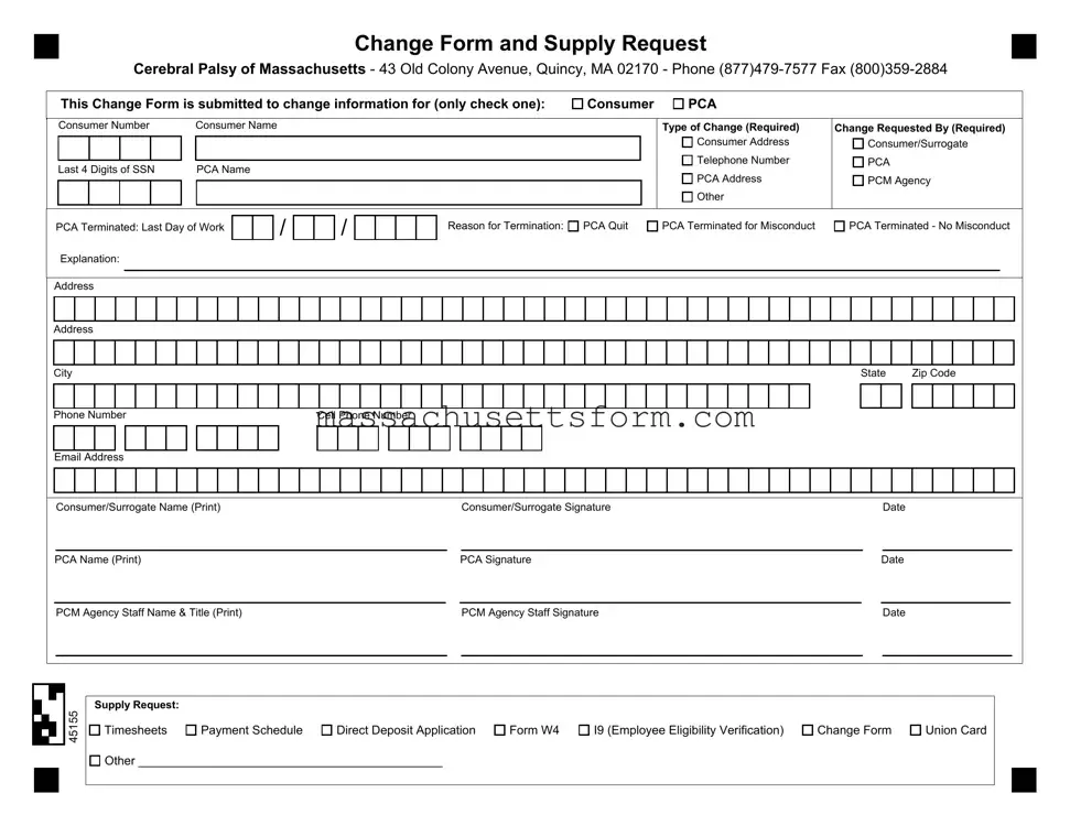 Fill Your Cerebral Palsy Massachusetts Pca Form