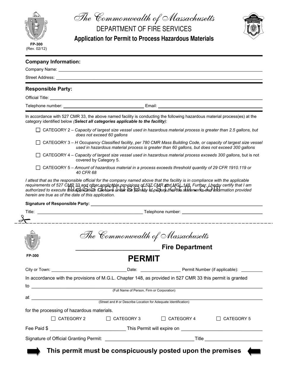 Fill Your Fp 300 Massachusetts Form
