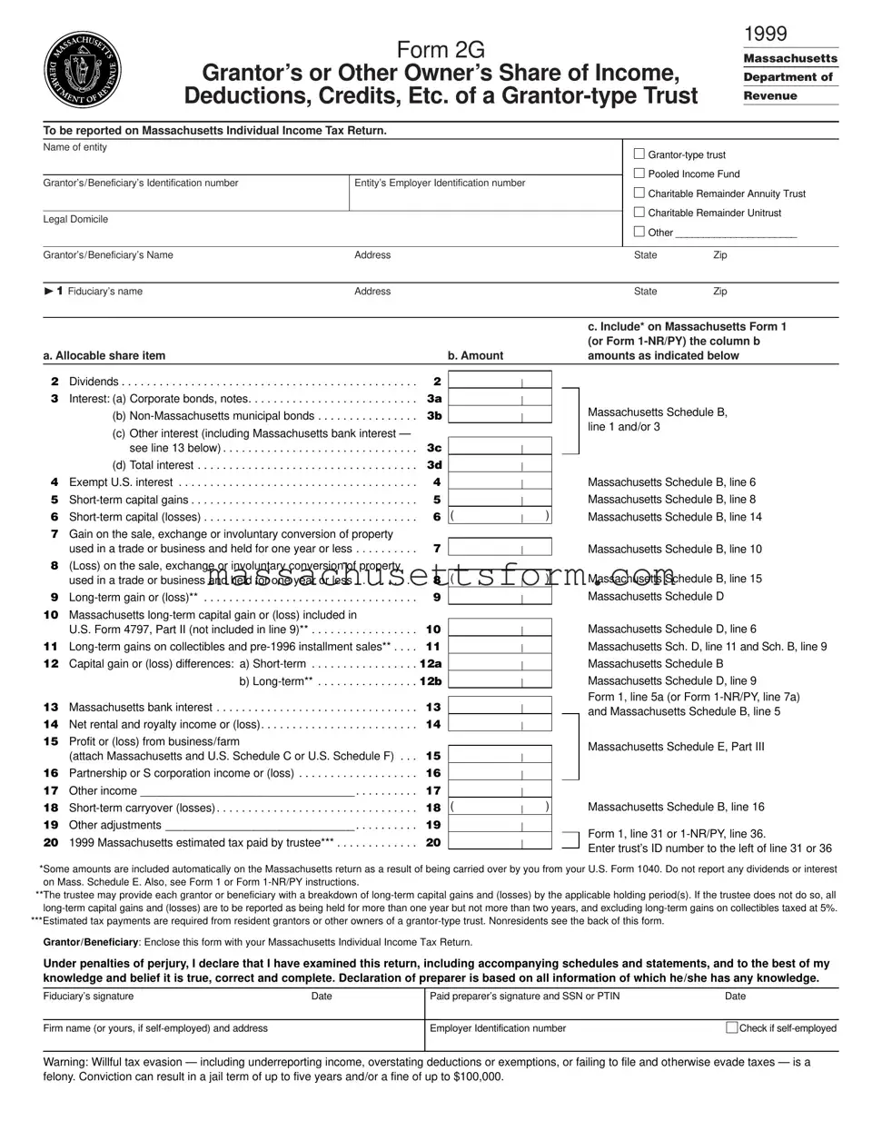 Fill Your Massachusetts 2G Form