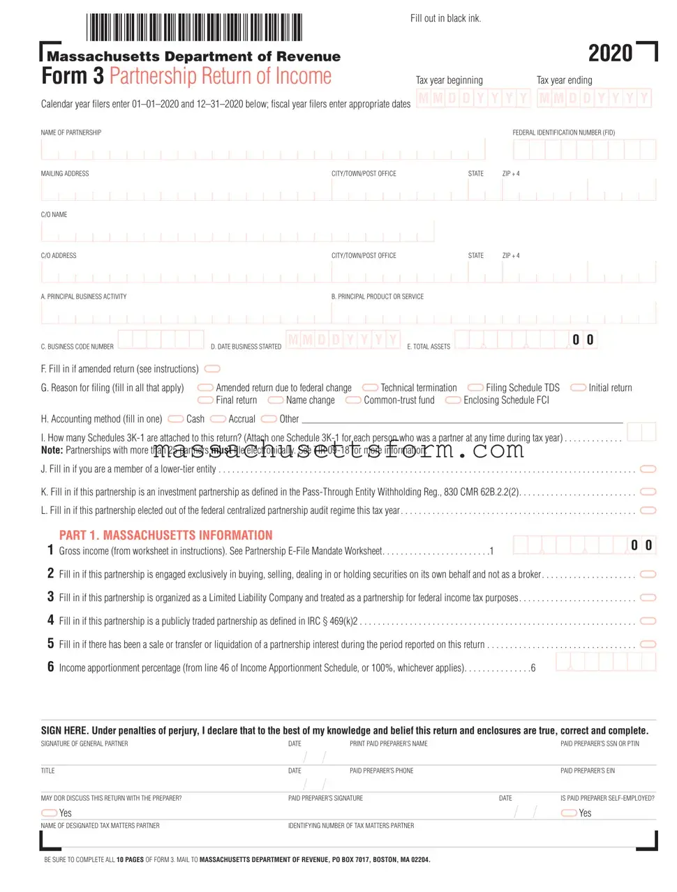 Fill Your Massachusetts 3 Form