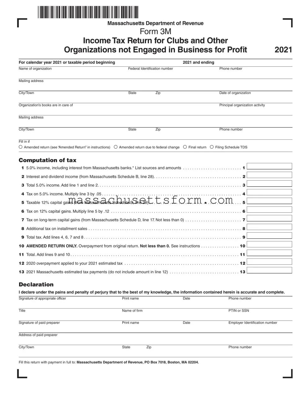 Fill Your Massachusetts 3M Form