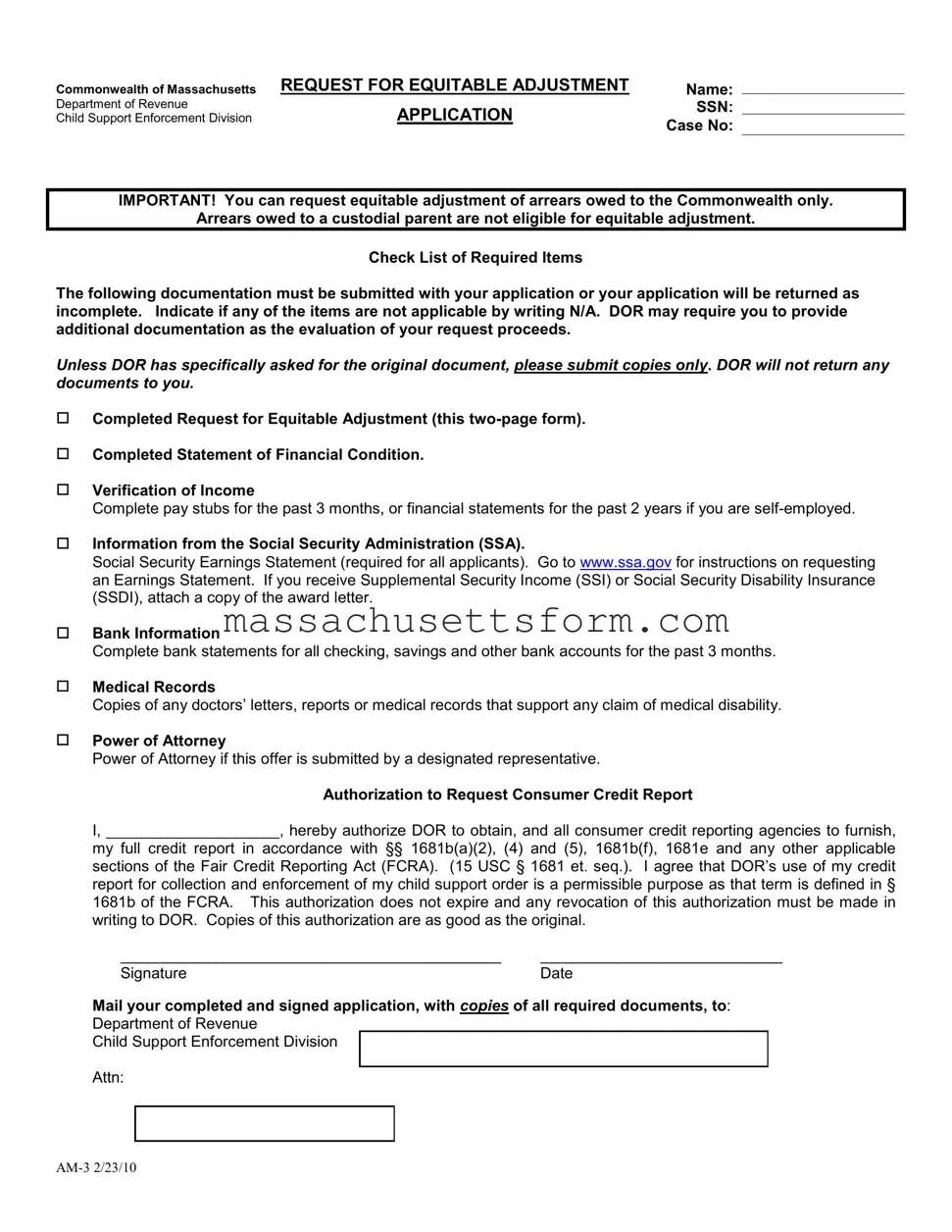 Fill Your Massachusetts Am 3 Form
