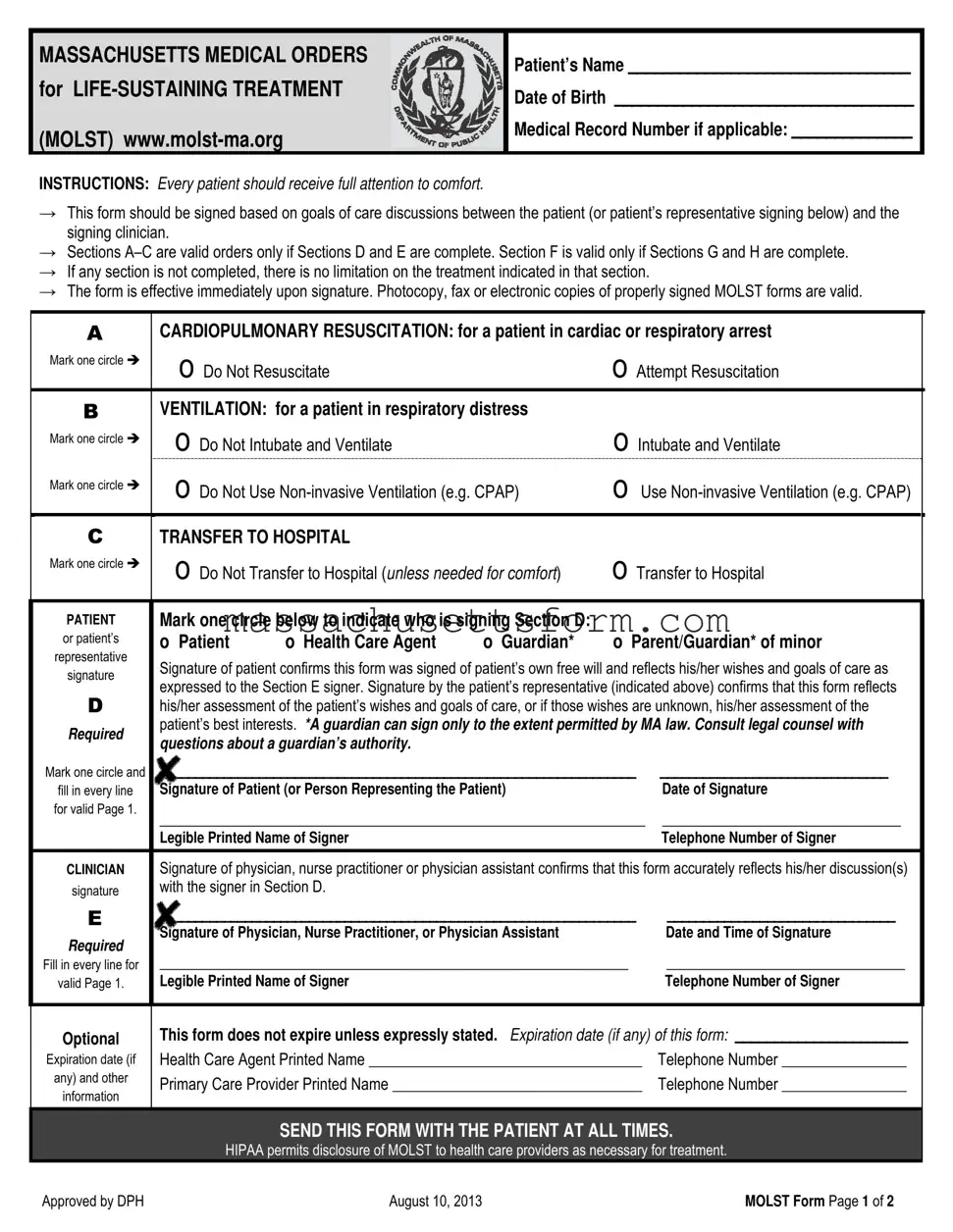 Fill Your Massachusetts Molst Form