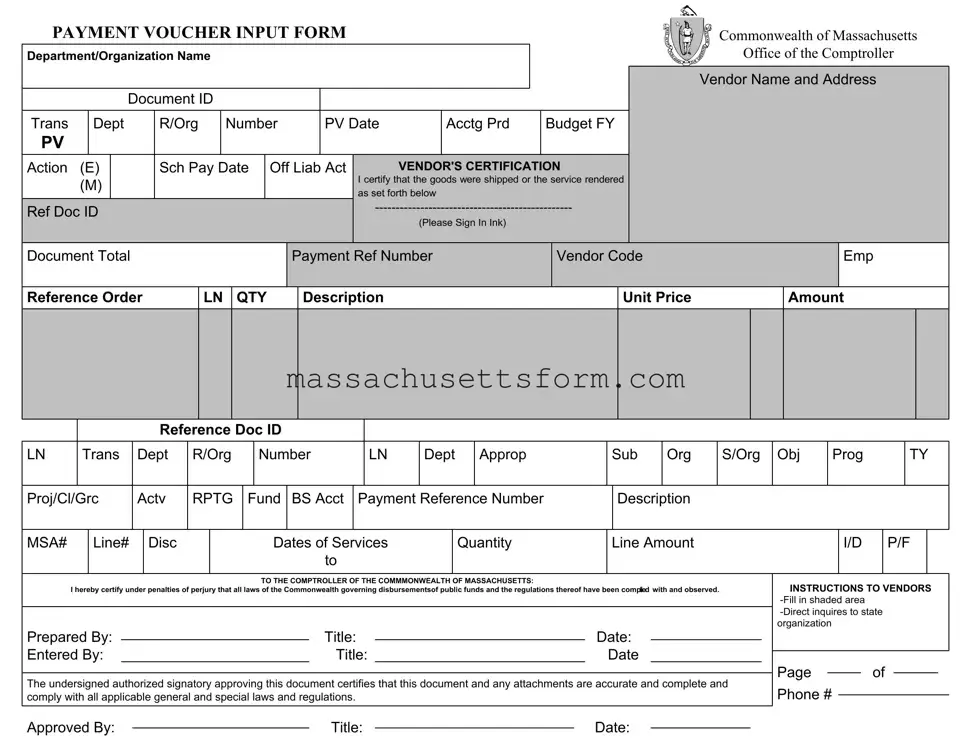 Fill Your Massachusetts Payment Voucher Form