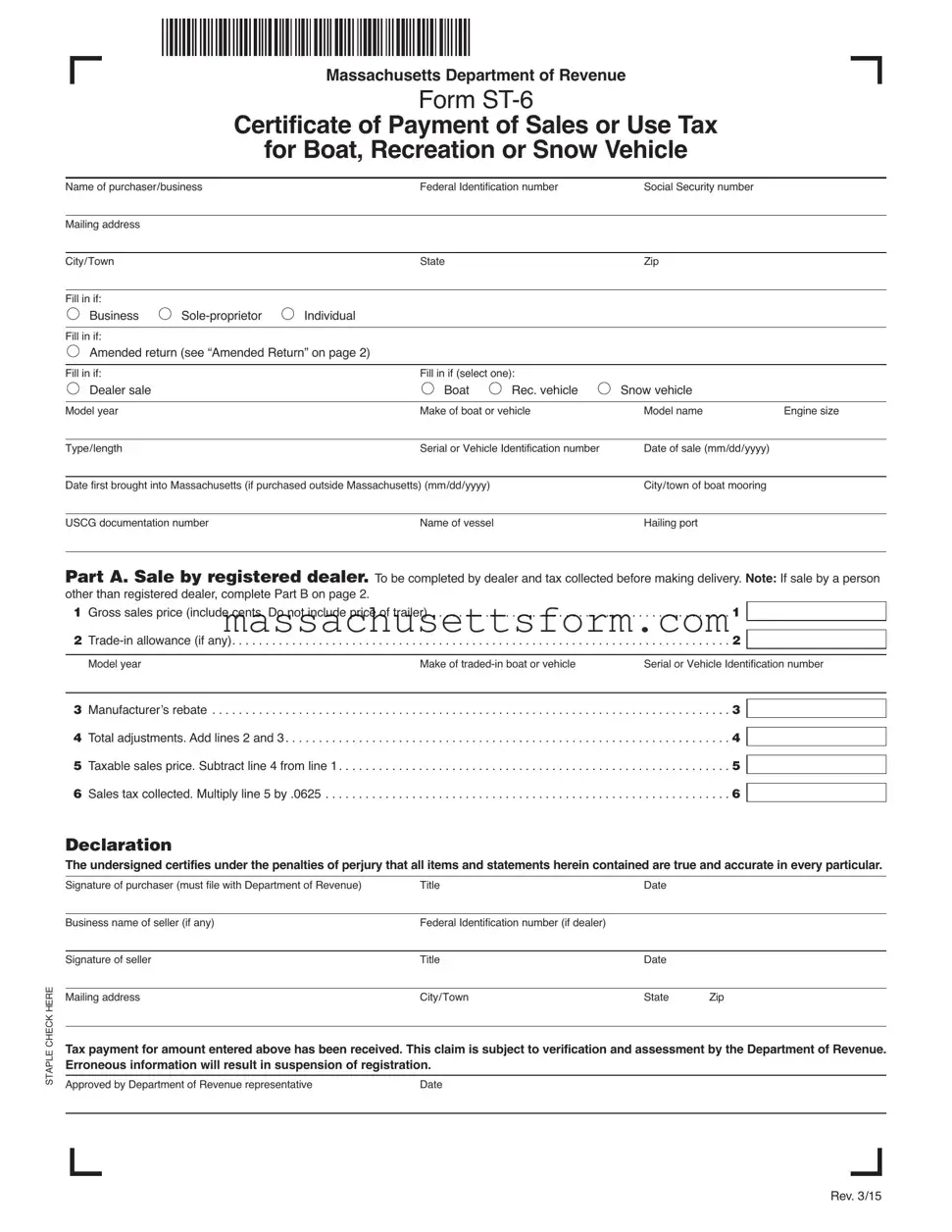 Fill Your Massachusetts St 6 Form