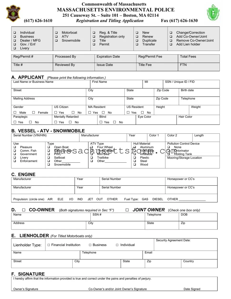 Fill Your Massachusetts Titling Form