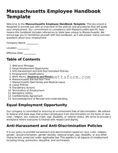 Printable  Employee Handbook Document for Massachusetts