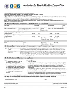 Fill Your Massachusetts Disabled Parking App Form