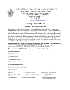 Fill Your Massachusetts Hearing Request Form