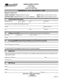 Fill Your Massachusetts Lien Form